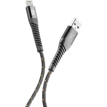 Kabllo Cellularline Tetraforce TETRACABMFI1MK, USB-A/Lightning, 1.2m, e zezë