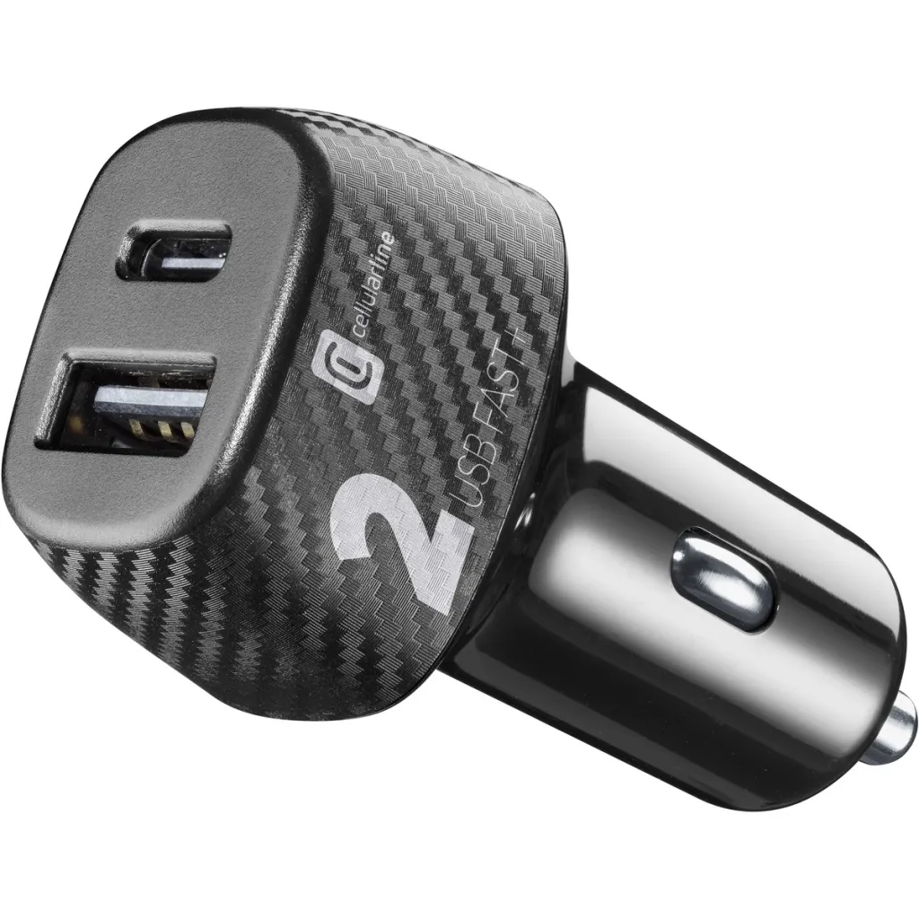 Karikues për veturë Cellularline CBRUSB2PD32WK, 32W 2-PORTE, type-C/ USB-A i zi - 1