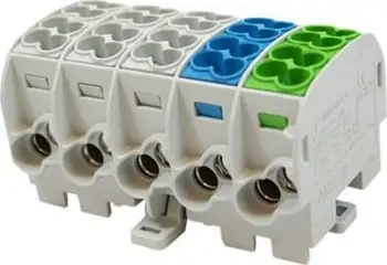 Bllok shpërndarës Simet SIMBLOCK SCB 25-5X, përçues Al Cu, për shina TS TH35, gri blu jeshile