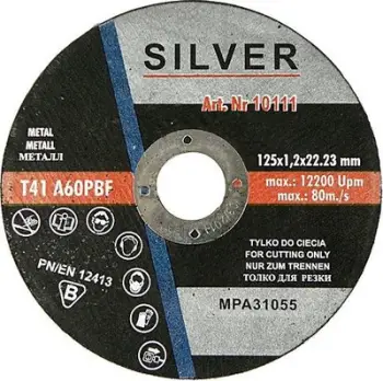 Disk argjendi për prerjen e metaleve Silver EX10111, 125 x 1.2 x 22.2 mm
