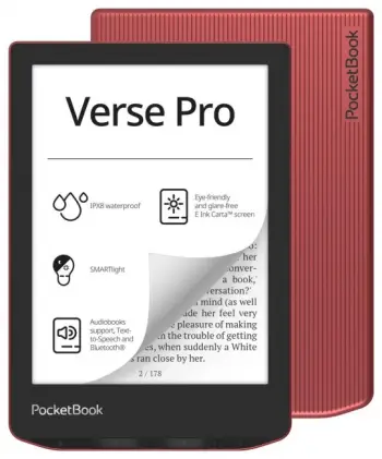 Lexues elektronik PocketBook Verse Pro, ekran E Ink 6", rezistent ndaj ujit, i kuq