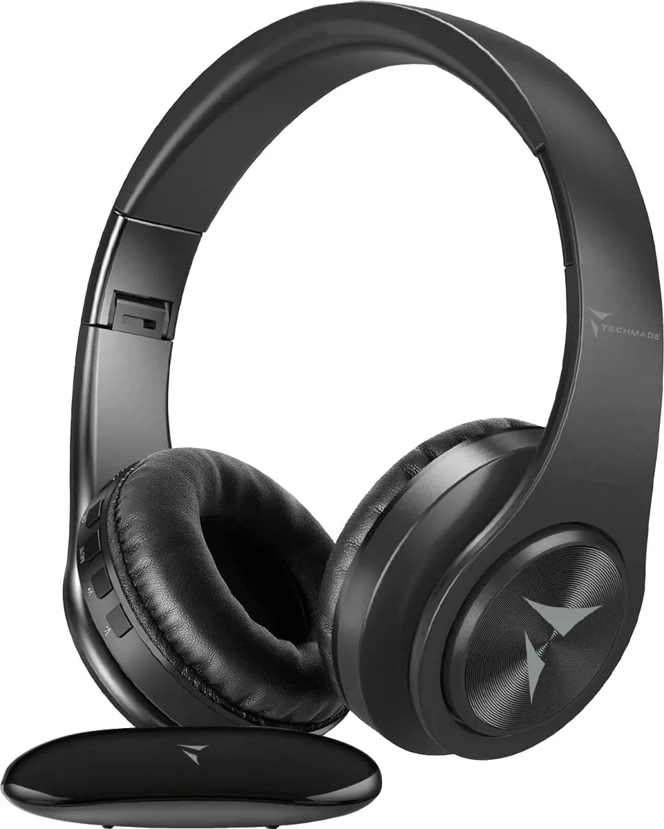 Kufje wireless Techmade për TV, të zeza - 1