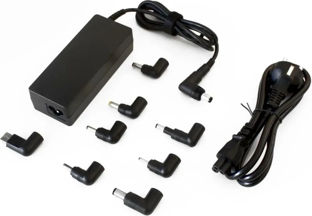 Adapter universal Techmade për laptop 90W, 9 konektorë, ngjyrë e zezë - 1
