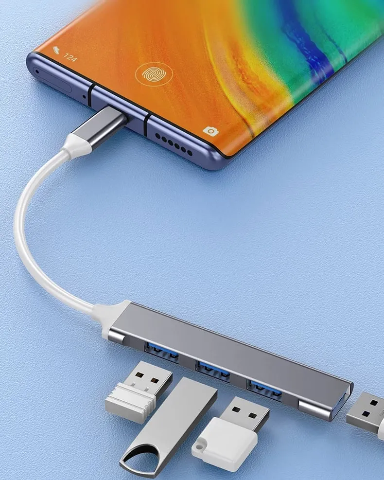 USB Hub USB-C Vakoss TC-4125X, 1xUSB 3.0, 3xUSB 2.0, i argjendtë - 2