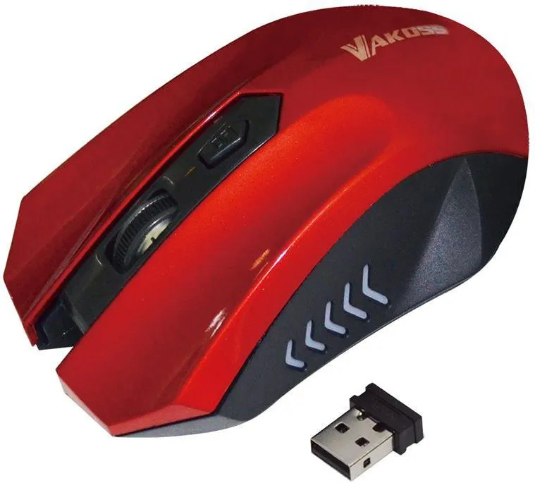 Maus Vakoss TM-658UR, wireless, USB, i kuq - 1
