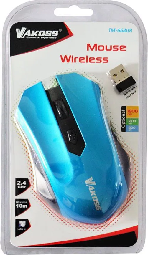 Maus Vakoss TM-658UB, wireless, USB, i kaltërt - 2