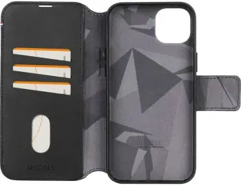 Mbështjellës Decoded Detachable Wallet për iPhone 15 Plus, me MagSafe, Lëkurë, Zi
