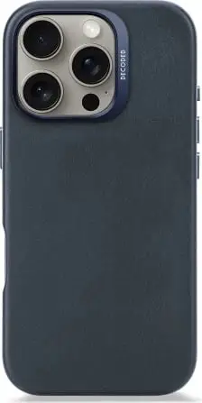 Mbështjellës Decoded Leather Backcover MagSafe për iPhone 16 Pro, navy blue
