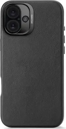 Mbështjellës Decoded Leather Backcover me MagSafe për iPhone 16 Plus, e zezë