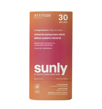 Krem mbrojtës ndaj diellit Attitude Mineral Sunscreen Stick Orange Blossom SPF 30 Sunly, 60 g