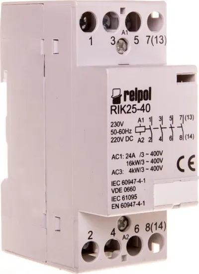 Kontaktor modular Relpol RIK25-40-230, 25A, 4NO, 230V AC/DC - 1