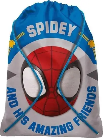 Çantë sportive Beniamin Gym Bag Spiderman, material i lehtë, me rripa tërheqës, shumëngjyrëshe