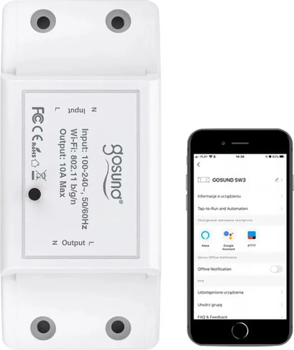 Switch smart Gosund SW3, WiFi, Tuya, i bardhë - 4