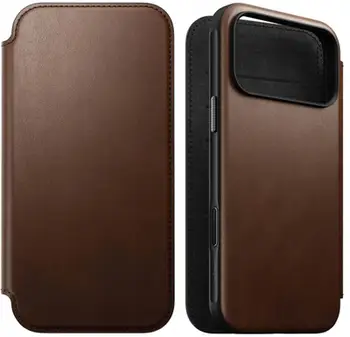 Këllëf portofol Nomad Modern Leather Folio për iPhone 17 Pro Max, MagSafe, lëkurë, kafe