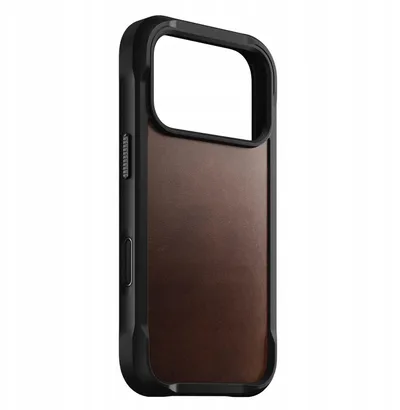Këllëf telefoni Nomad Rugged Leather, për iPhone 17 Pro, lëkurë Horween, i zi - 1