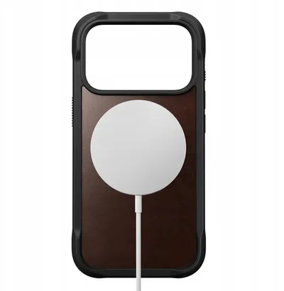Këllëf telefoni Nomad Rugged Leather, për iPhone 17 Pro, lëkurë Horween, i zi - 5