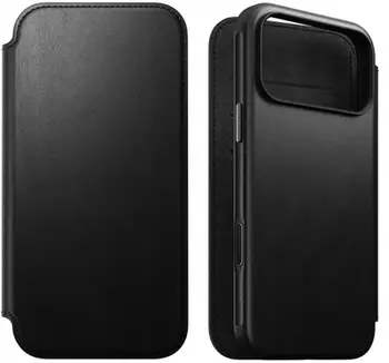 Këllëf lëkure Nomad Modern Leather Folio për iPhone 17 Pro, me portofol, MagSafe, i zi