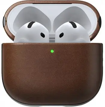 Mbulesë Nomad Modern Leather Case për AirPods 4, lëkurë natyrale, mbrojtëse, kafe