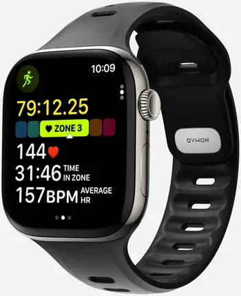 Rrip për Apple Watch Nomad Tempo Band 46mm, 20mm, FKM pa PFAS, i zi
