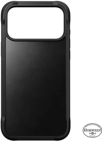 Mbulesë telefoni Nomad Rugged për iPhone 17 Pro Max, lëkurë Horween, e zezë