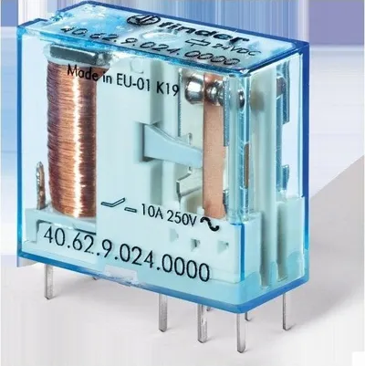 Relé PCB Finder 40.62.9.024.0000, 2P 10A, 24V DC, e bardhë - 1