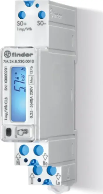 Matës energjie njëfazor Finder 7M.24.8.230.0010, 40A, LCD, i bardhë