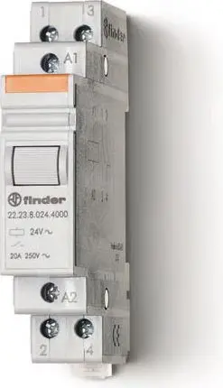 Rele Finder AgSnO2 Contact, 1NC, 1R, 20A, 230V AC, e hirtë