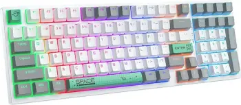 Tastierë mekanike ONIKUMA G38, 98 taste, me kabllo, e bardhë, me ndriçim RGB