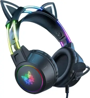 Kufje gaming ONIKUMA X15 PRO me veshë maceje, RGB, me mikrofon, e zezë