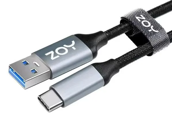 Kabllo ZOY USB-A - USB-C, 2m, e zezë / argjendtë - 2