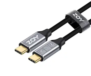 Kabllo ZOY USB-C - USB-C, 1m, e zezë/ e argjendë