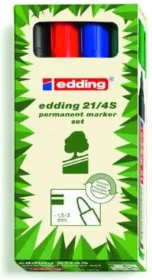Set markerë Edding, 4 copë, ngjyra të ndryshme
