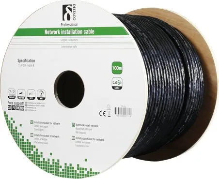 Kabllo Deltaco Lauko Kabelis DELTACO S / FTP Cat6a 100m, CAT6a / TP-52 - 1