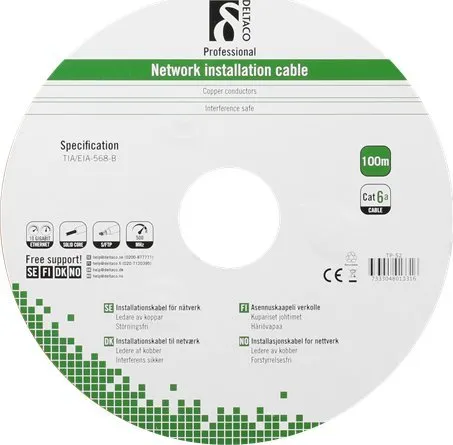 Kabllo Deltaco Lauko Kabelis DELTACO S / FTP Cat6a 100m, CAT6a / TP-52 - 2