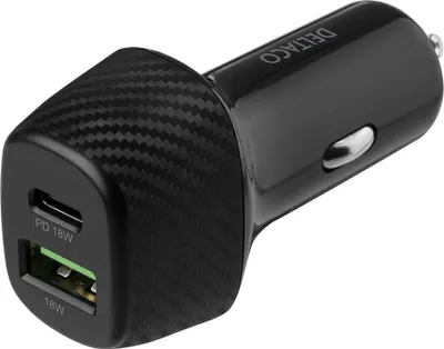 Karikues veture DELTACO, USB C PD 18W, 1x USB, i zi - 1