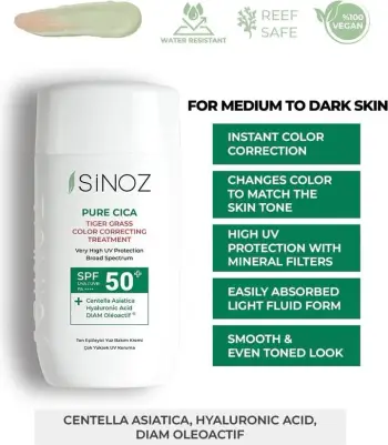 Krem kundër diellit Sinez Mineral UV filter - Pure Cica Color Correcting Fluid SPF 50+