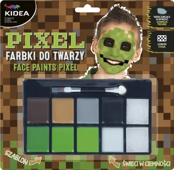 Set boje fytyre Derform Kidea Pixel, 8 ngjyra, me aksesorë