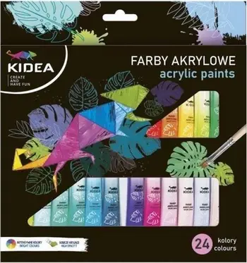 Ngjyra akrilike Derform Kidea, set 24 ngjyra, shumëngjyrëshe
