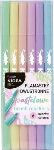 Markera me dy anë Derform KIDEA, set 6 ngjyra pastel - 1