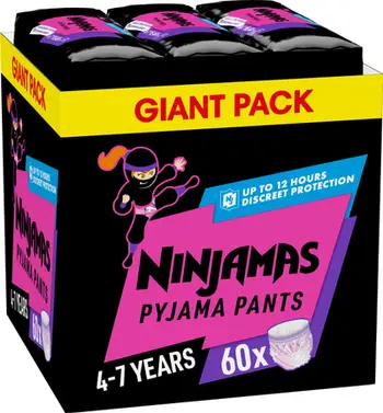 Pelenë pantallona Pampers Ninjamas Pants 7 XXL, 60 copë, për vajza