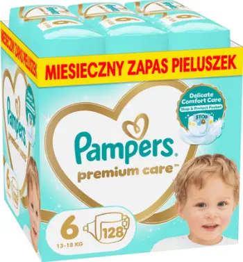 Pelena Pampers Premium Care, madhësia 6, 13 18 kg, 128 copë