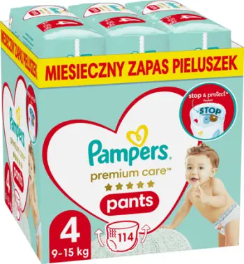 Pelena tërheqëse Pampers Premium Care Pants 4, 9-15 kg, 114 copë