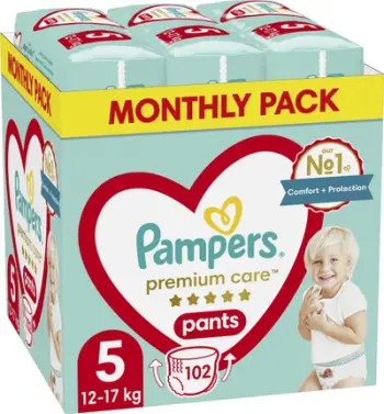 Pelena pantallona Pampers Premium Care 5, 12-17 kg, 102 copë