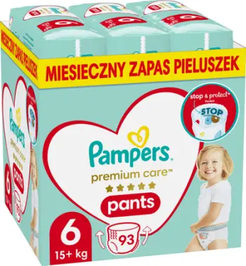 Pelena pantallona Pampers Pants Premium Care 6, 15+ kg, 93 copë