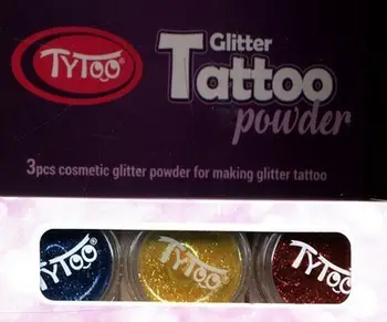 Set tatuazhesh me shkëlqim Dante TYTOO, 3 ngjyra, ari e kuqe dhe blu