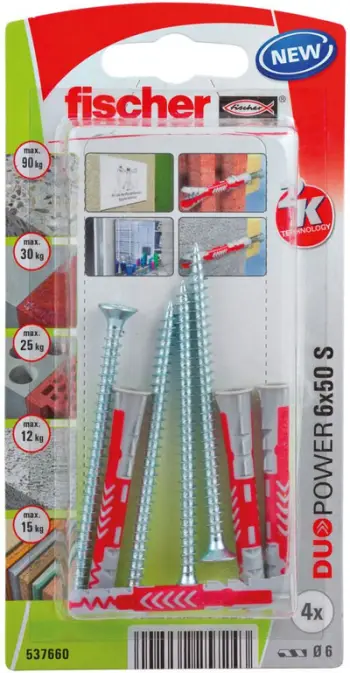 Set tapa Fischer DuoPower 537660, 6 x 50 mm, gri