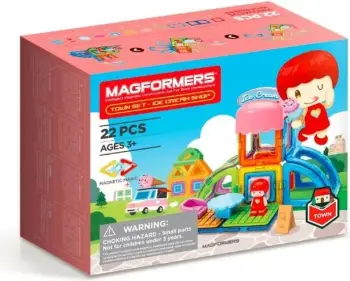 Set ndërtimi magnetik Magformers Town Ice Cream, blloqe kreative, për fëmijë 3+