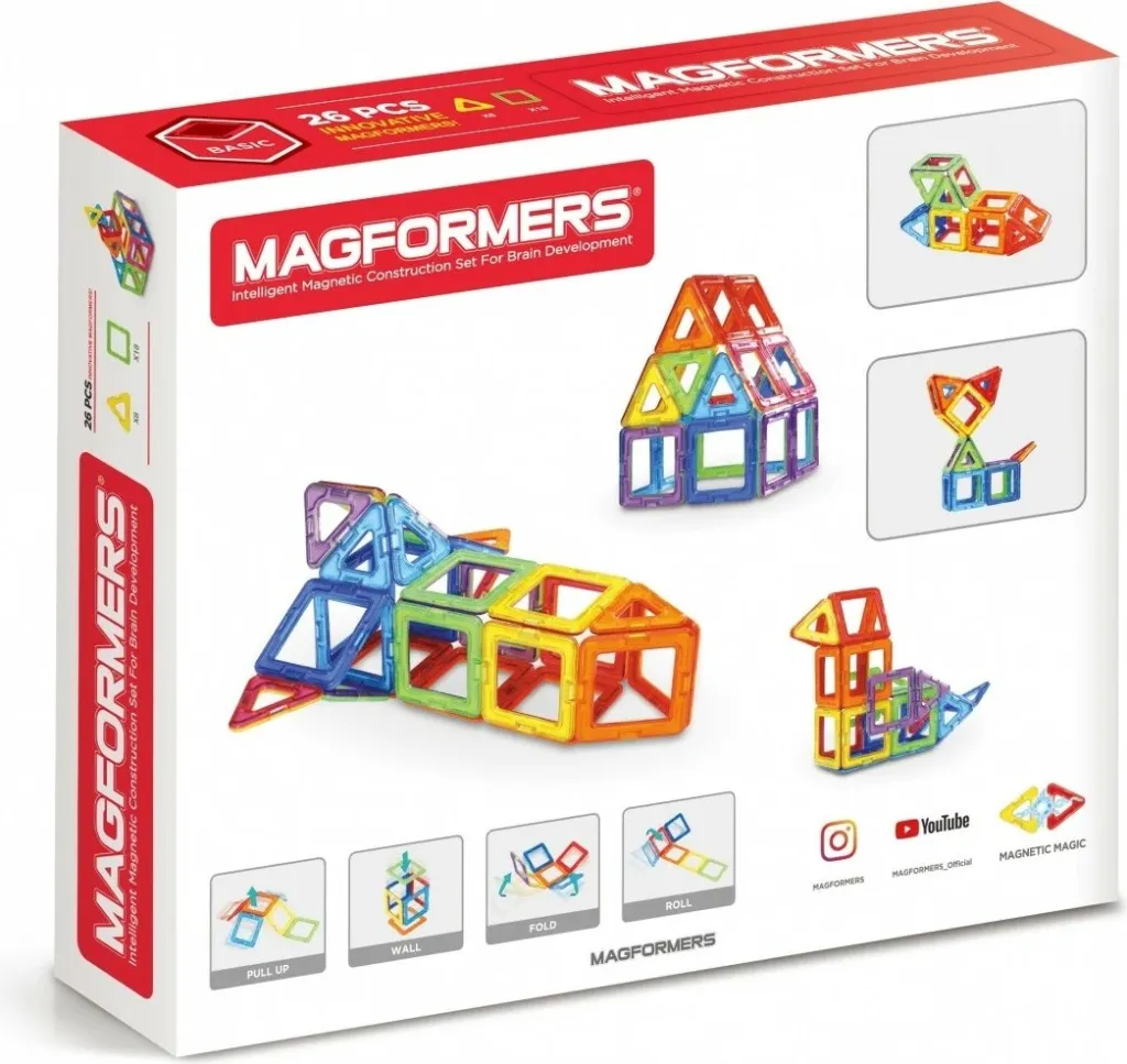 Lojë ndërtimi Magformers Klocki Basic, 26 copë magnetike, +3 vjeç - 2