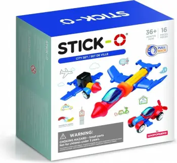 Set i lodrave Blloqe magnetike Magformers Stick-O Urban Set, 16 pjesë, shumëngjyrëshe