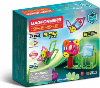 Set me blloqe magnetike Magformers Sparkling Garden, 27 elemente, shumëngjyrësh